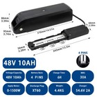 48v 10ah Ebike Lithium Battery With Charge For Electric Bike Motors 1000w-100w