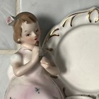 Vintage Victorian Girl Figurine 4 Compartment Ceramic Lipstick Holder