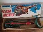 Vintage Friction Tin Toy Us Army Green Helicopter Mechanical Japan 1960s San