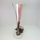 Modern Bud Vase With Silk Flowers And Purple Stones 10  H X 3 5  Wide