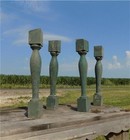 4 Vintage Green Wood Balusters  Reclaimed Spindles  Architectural Salvage  A11