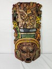 Large Hand Carved Mayan Aztec Warrior Jaguar Wood Wall Mask 17  Folk Art Mexico