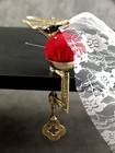Solid Brass Sewing Bird Hemming Clamp Velvet Pin Cushion Handy Third Hand