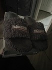 Balenciaga Men s Logo Faux Fur Lined Slide Slippers Open Toe Gray Us 8