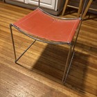 Vintage Mid Century Modern Chrome And Orange Leather Chair Made In Italy