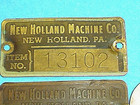 3 Vtg Antique New Holland Machine Co  New Holland Pa  Brass Farm Machinery Tags