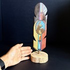 Vintage 2001 Buddy Tubinaghtewa Hopi Prayer Feather Sculpture Long Hair Kachina