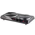 Double Burner Electric Stove Cast Iron Hot Plates Cooktop Kitchen Black Ovente