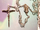 22  Rosary Clear Glass Beads Sterling Silver Crucifix 2-1 8  Center 1  Italy 52g