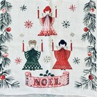 Vtg Christmas Noel Angel Linen Dish Tea Towel Nos Unused Holly Holiday