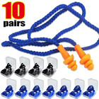 10 Pair Silicone Corded Ear Plugs Reusable Shooting Hearing Protection With Cord