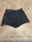 Zara High Waisted Black Denim Jean Shorts Size 8 Raw Hem Cut Off Women   s