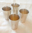 Hand Hammered Sterling Shot Glasses Set Of 4 Silver Round Barware Stamped 950