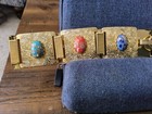 Vintage Gold Metal Chain Belt W jewel Cabochon Links