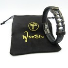 Wsesto Bracelet  bike  Black Leather Stainless Steel Magnetic Gift Idea Men s   