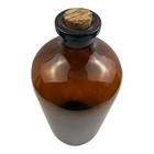 Vintage  Antique Amber Glass Apothecary Bottle Cork Stopper  Pharmacy  Large 13   