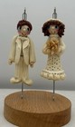 Vintage Handmade Polymer Clay Art Bride Groom Wedding Cake Topper Figurines 3in