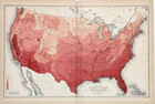 1880 United States Map Original Temperature   16x10  Dated - Gannett  Stunning