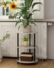 Round Coffee Table Living Room Narrow Side Stand Industrial Nightstand Greige