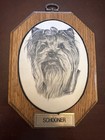 Vintage Yorkshire Terrier Dog Sketch Wood Wall Plaque Collectible    schooner     