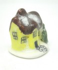 Dollhouse Miniature Ceramic Christmas Cottage- Yellow