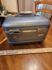 Vintage American Tourister Train Case Gray Vanity Makeup Luggage Mirror Tray