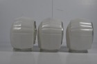 3 Vintage Art Deco Lamp Shades Mcm Lighting Painted Glass Bullseye Geometric