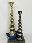 Vintage Brass Candlesticks Mcm Hollywood Regency Style Set Of Two