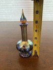 Stunning Vtg Multicolor Iridescent Art Glass Perfume Bottle W stopper 6 25 h