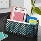 Narrow Black Plastic Storage Basket Decorative Organizer With Handles