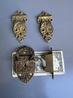 Antq Brass Victorian Ice Box Hinges   Bail Latch-pat  1897 Hinges Marked Grbc