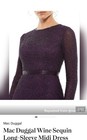 Mac Duggal Wine Sequin Beaded Midi Dress Crew Neck Long Sleeve Bodycon 4