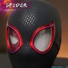 New Stock   Morales Spider Man Mask Movable Eyes Remote Ring Control Cos Gifts