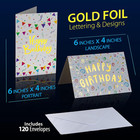120 Pack Assorted Gold Foil Happy Birthday Cards With Envelopes  Organizer Box 