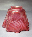   Lamp Shade Cranberry Glass Swirl Ruffle 5-1 4  X 3-3 4  Antique 2-1 4  Fitter