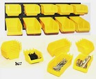 Wallpeg Pegboard Wall Organizer Kit - Black Peg Board Panels  12 Yellow Bins