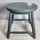 Vintage Shabby Cottage Chic Gray Chippy Painted Round Seat Wooden Milking Stool
