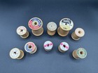 Lot 10 Vintage Wooden Sewing Thread Spools 