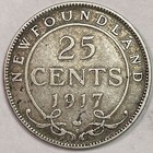 1917 Newfoundland Twenty Five Cents Silver Very Fine Vf Coin  17801
