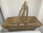 Vintage Wicker Traditional Garden Flower Rectangle Basket Boho With Handle