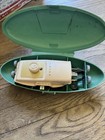 Vintage 1960 Singer Button Holer Sewing Machine Attachment In Green Oval Case 