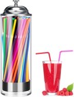 Straw Holder Dispenser And 100 Pcs Straws Plastic Drinking Straw Organizer Co   