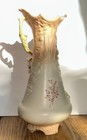 Antique Austrian Porcelain Floral Stem 10  Vase Hand Painted Beige Decorative