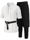 Men s Pirate Renaissance Medieval Viking Costume Set - 2-piece Outfit For Partie