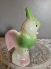 Vintage Hand-painted Mcm Royal Copley Glazed Ceramic Pink Green Parrot Figurine