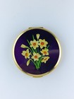 Vintage 1960s Stratton Convertible Powder Compact Stars Daffodil Enamel Mirror