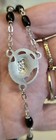 Antique Black Bead Rosary Italy Silver Crucifix Cross Necklace Catholic
