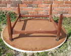 Mid Century Modern Teak   White Laminate Top Round Coffee Table 40x15  Mcm Vtg