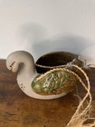 Vintage Hand Painted Pottery Swan Hanging Planter - Ceramic Bird Flower Pot