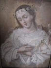 Antique Mexican Retablo Painting Of Santa Maria Goretti  9 1 2  X 13 1 2 